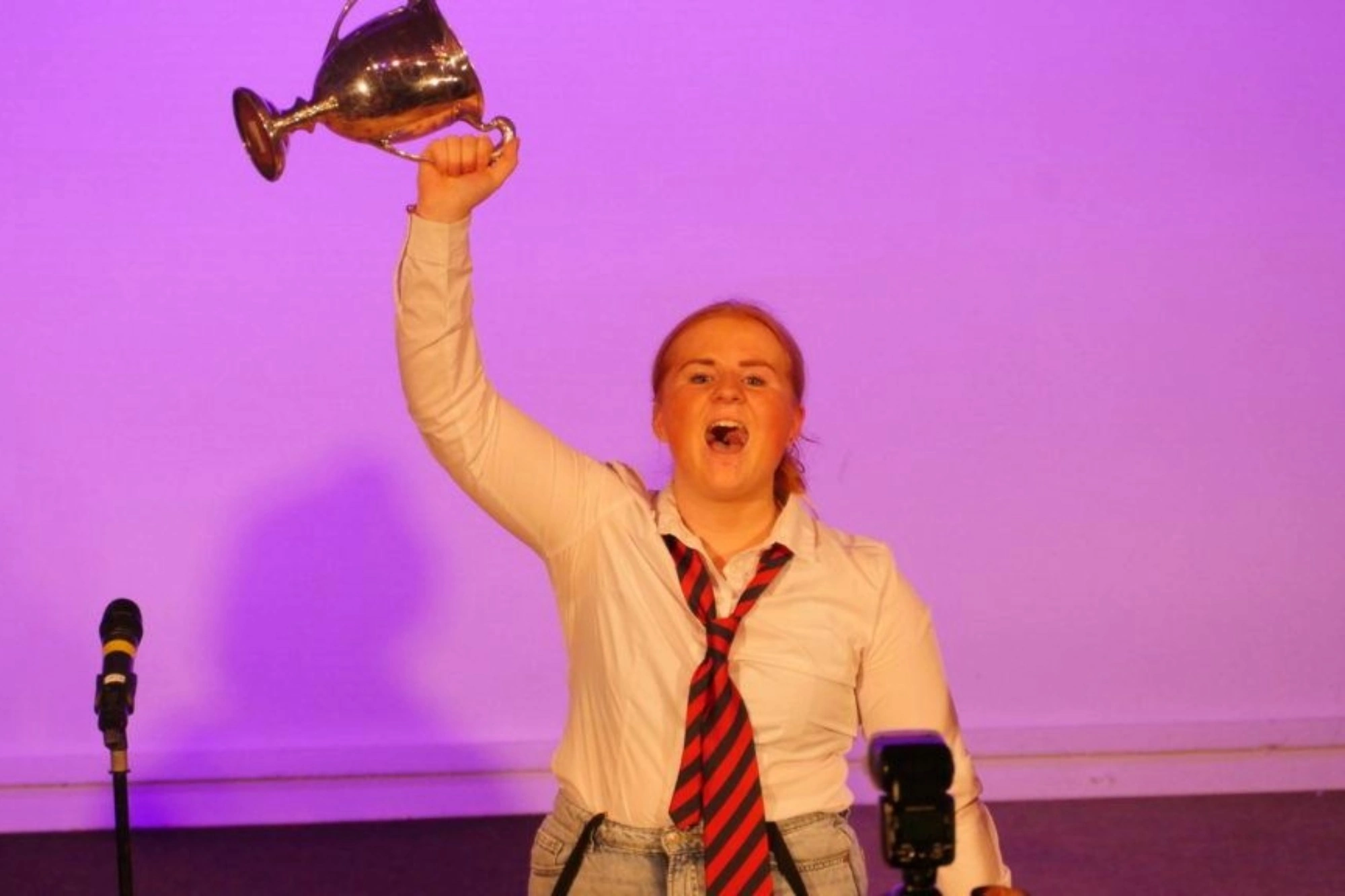 Student performing during House Singing contest at Barnard Castle School.
