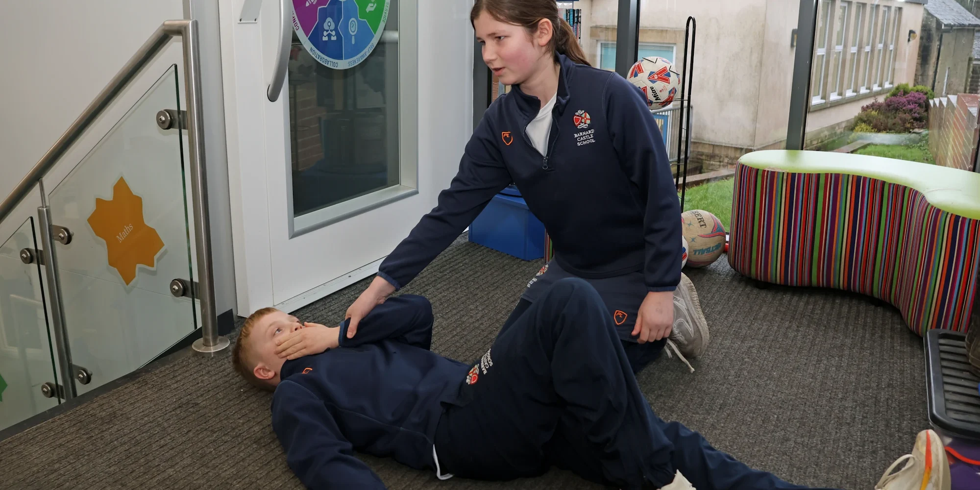 Barnard Castle School pupils learning vital CPR and resuscitation techniques.