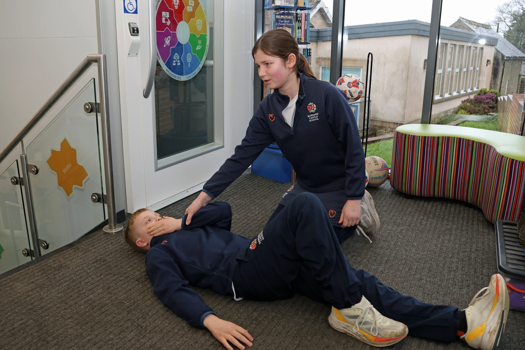 Barnard Castle School pupils learning vital CPR and resuscitation techniques.