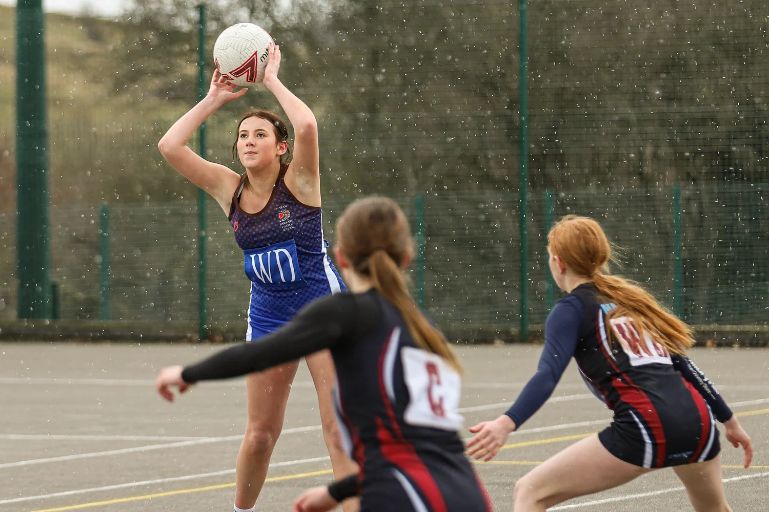 Barnard Castle School pupils in a Netball tournament.