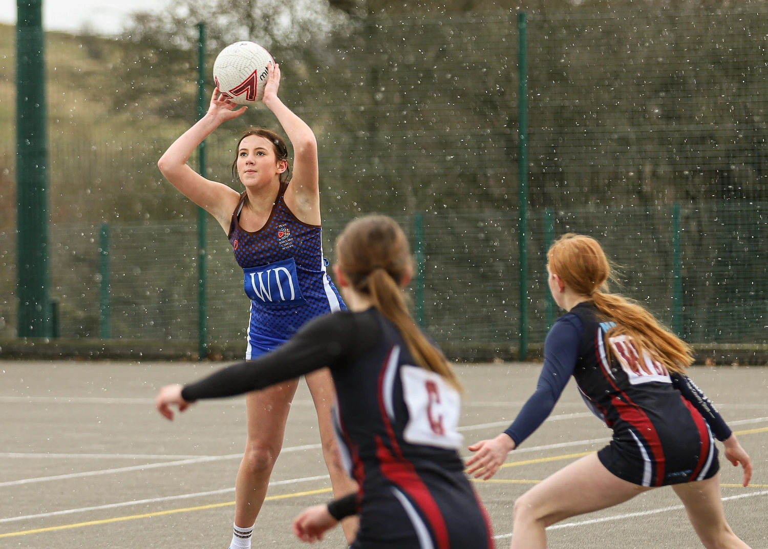 Barnard Castle School pupils in a Netball tournament.