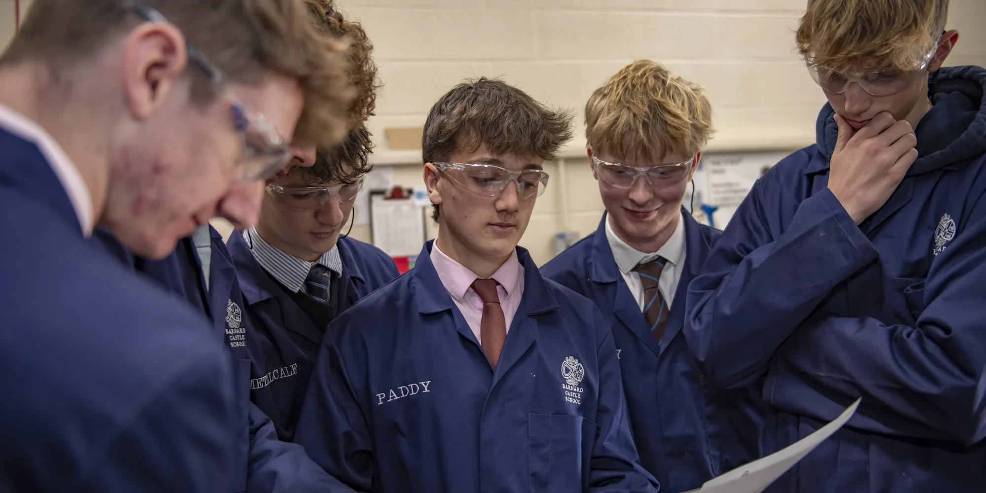 Barnard Castle School pupils in a design technology workshop.