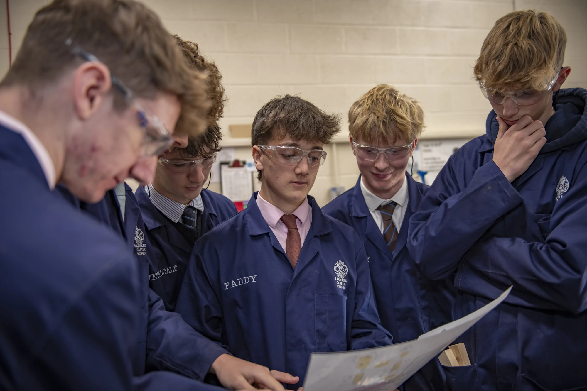 Barnard Castle School pupils in a design technology workshop.