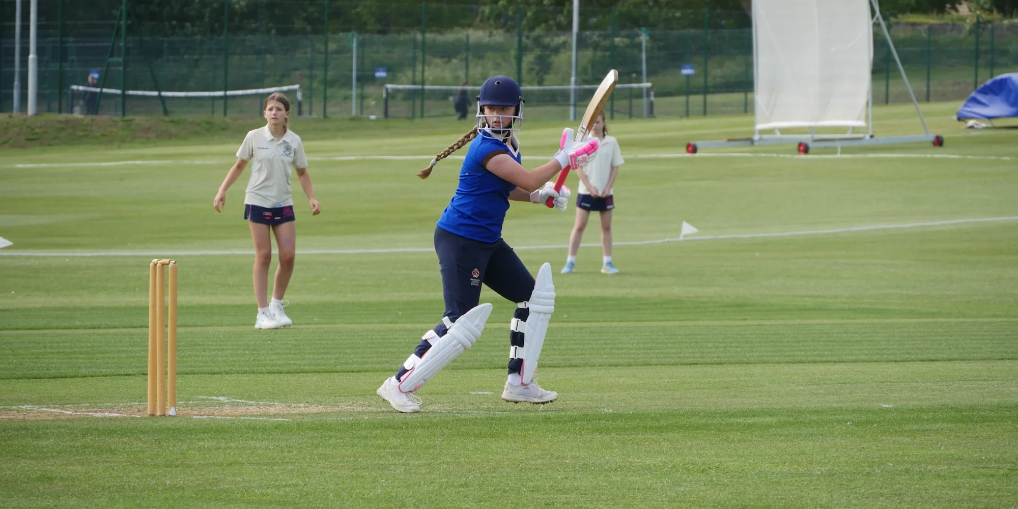 Barnard Castle School girls cricket team during practice sessions.