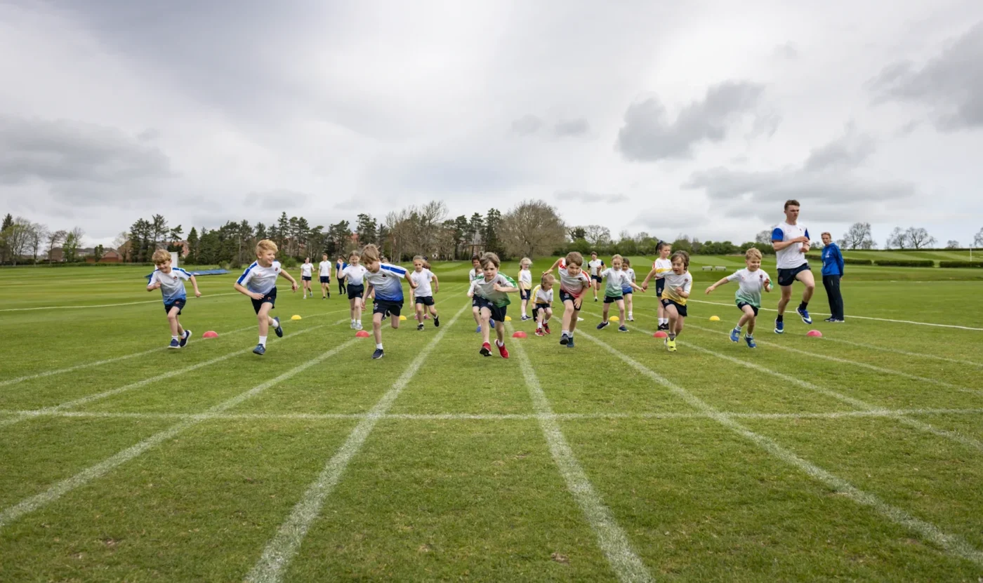 Barnard Castle School Prep pupils running.