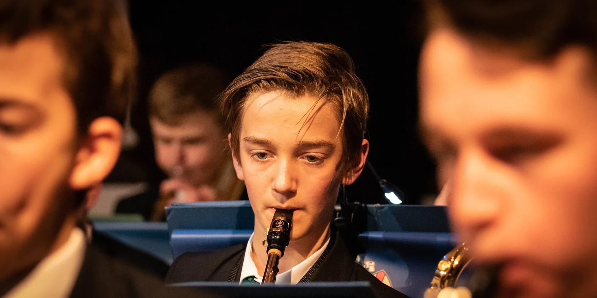 A Barnard Castle School pupil playing an instrument in an ensemble.