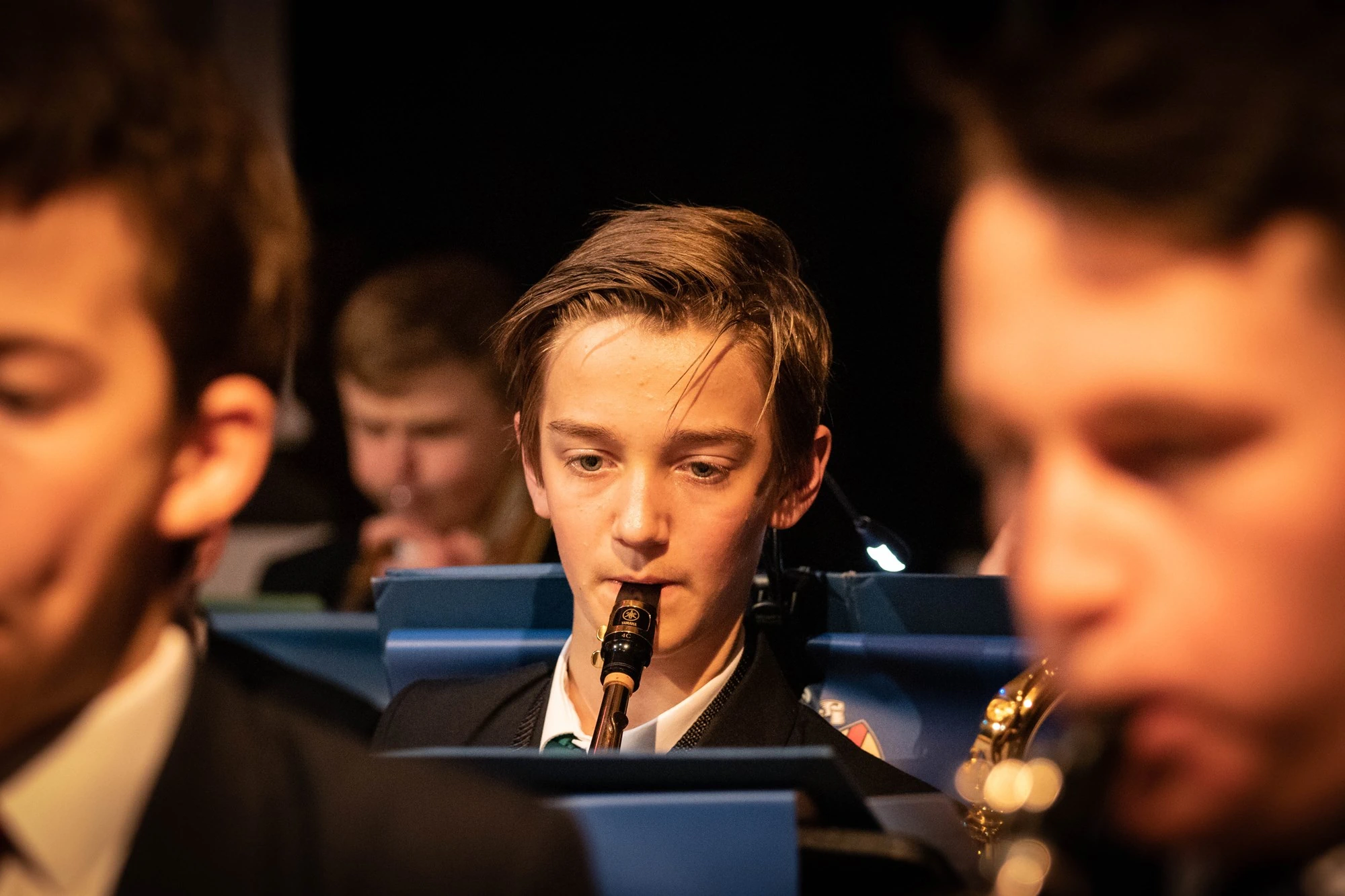 A Barnard Castle School pupil playing an instrument in an ensemble.