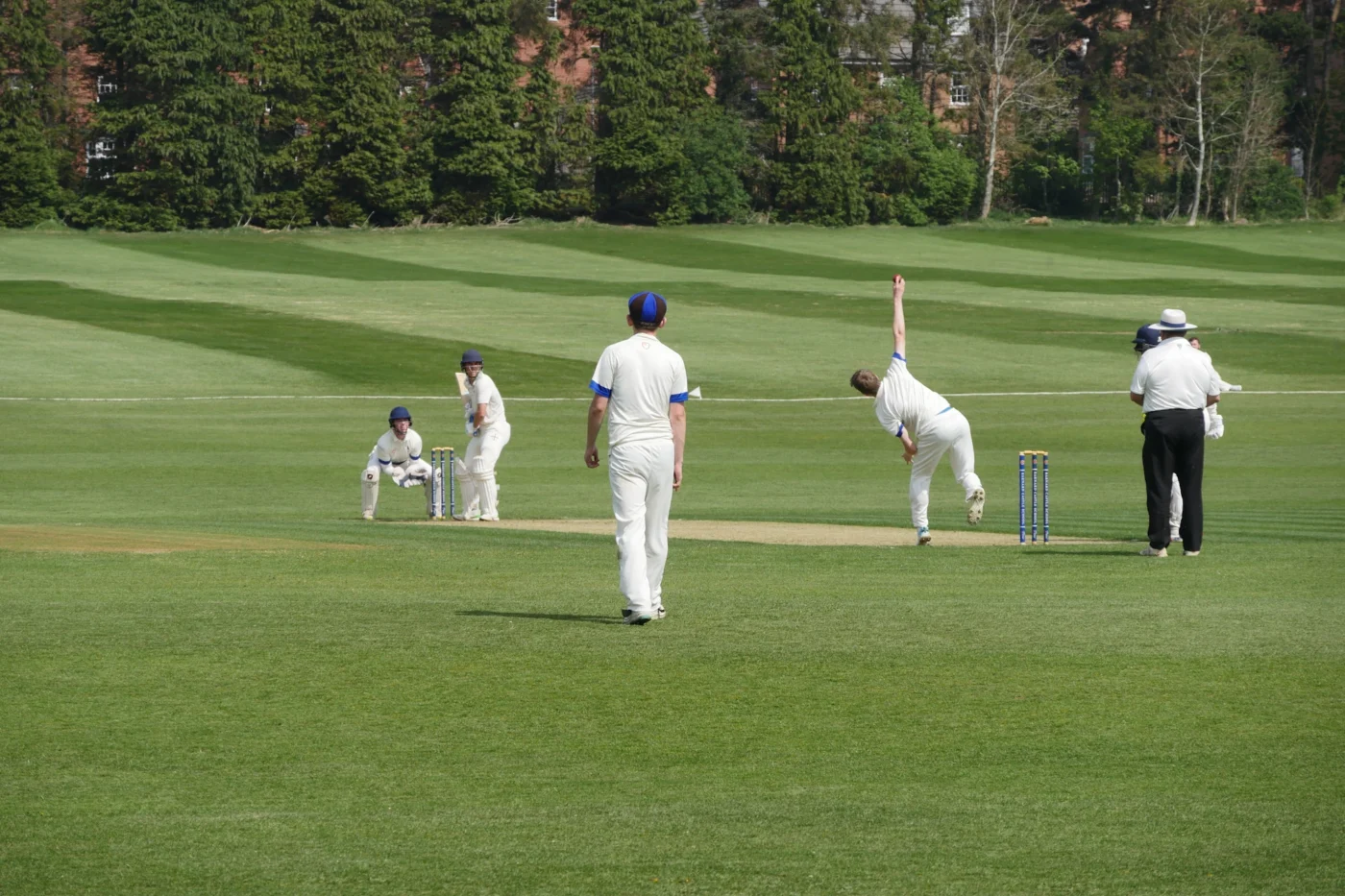Barnard Castle School pupils playing cricket.