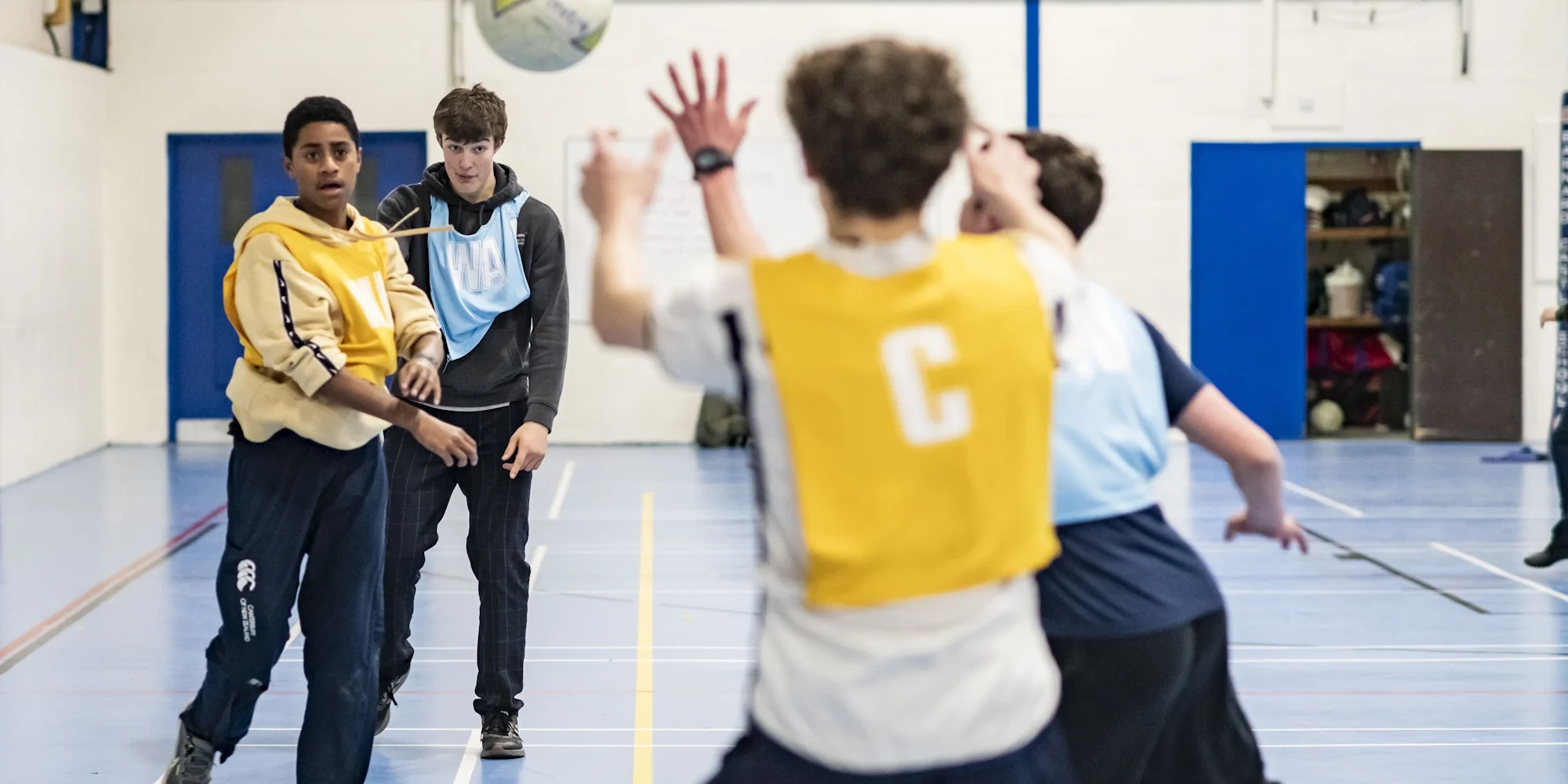 Barnard Castle School boarding pupils activities in the sports hall.
