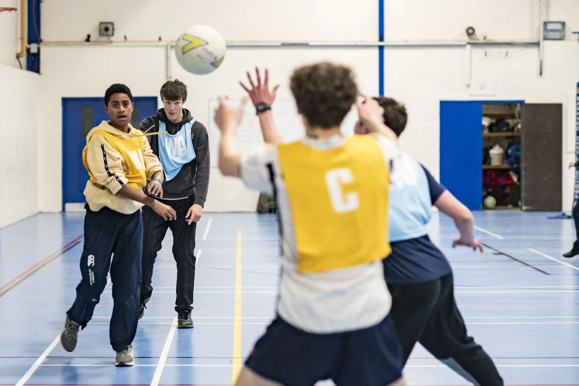Barnard Castle School boarding pupils activities in the sports hall.