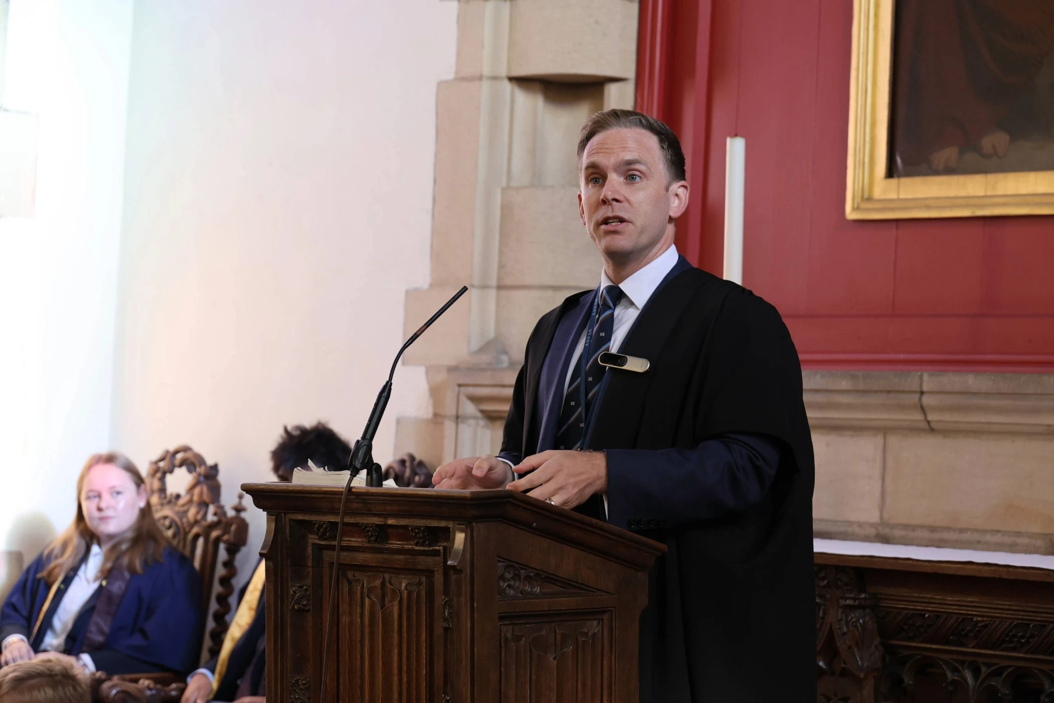 Headmaster David Creswell addressing Barney students.