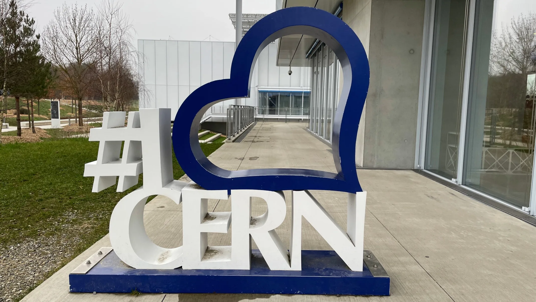 A sign that reads #I heart CERN.