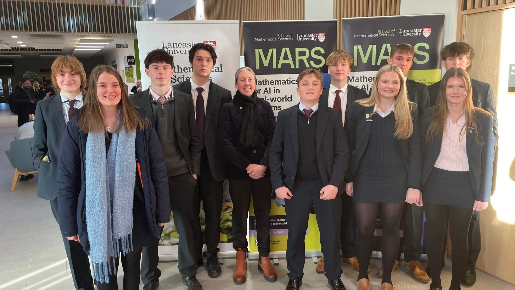 Year 12 Barney students stood in a row at Lancaster University.