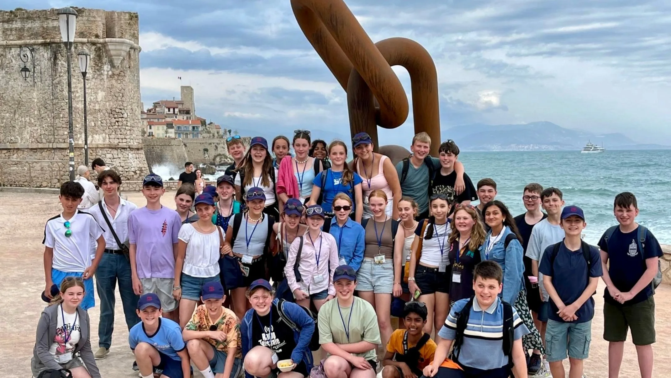 A large group of Barney students in Nice.