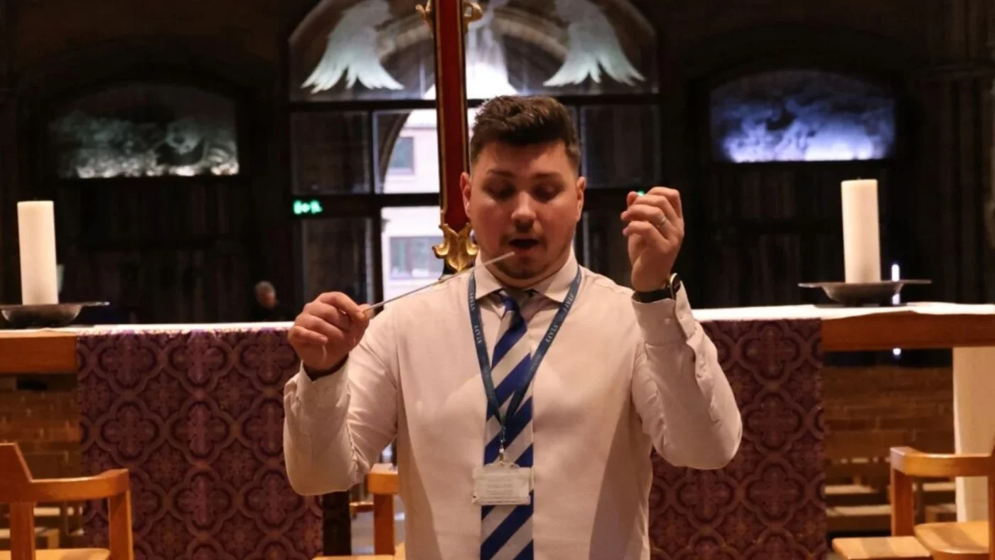 Barney's Director of Music, George Ford, conducting at Ripon Cathedral.