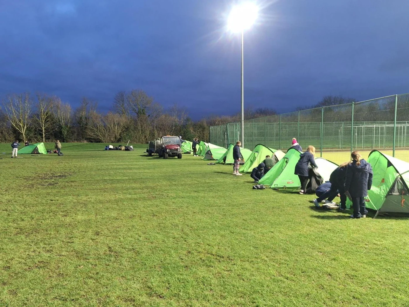 Tents lined up in the Barney School grounds for the Great Tommy Sleep Out.