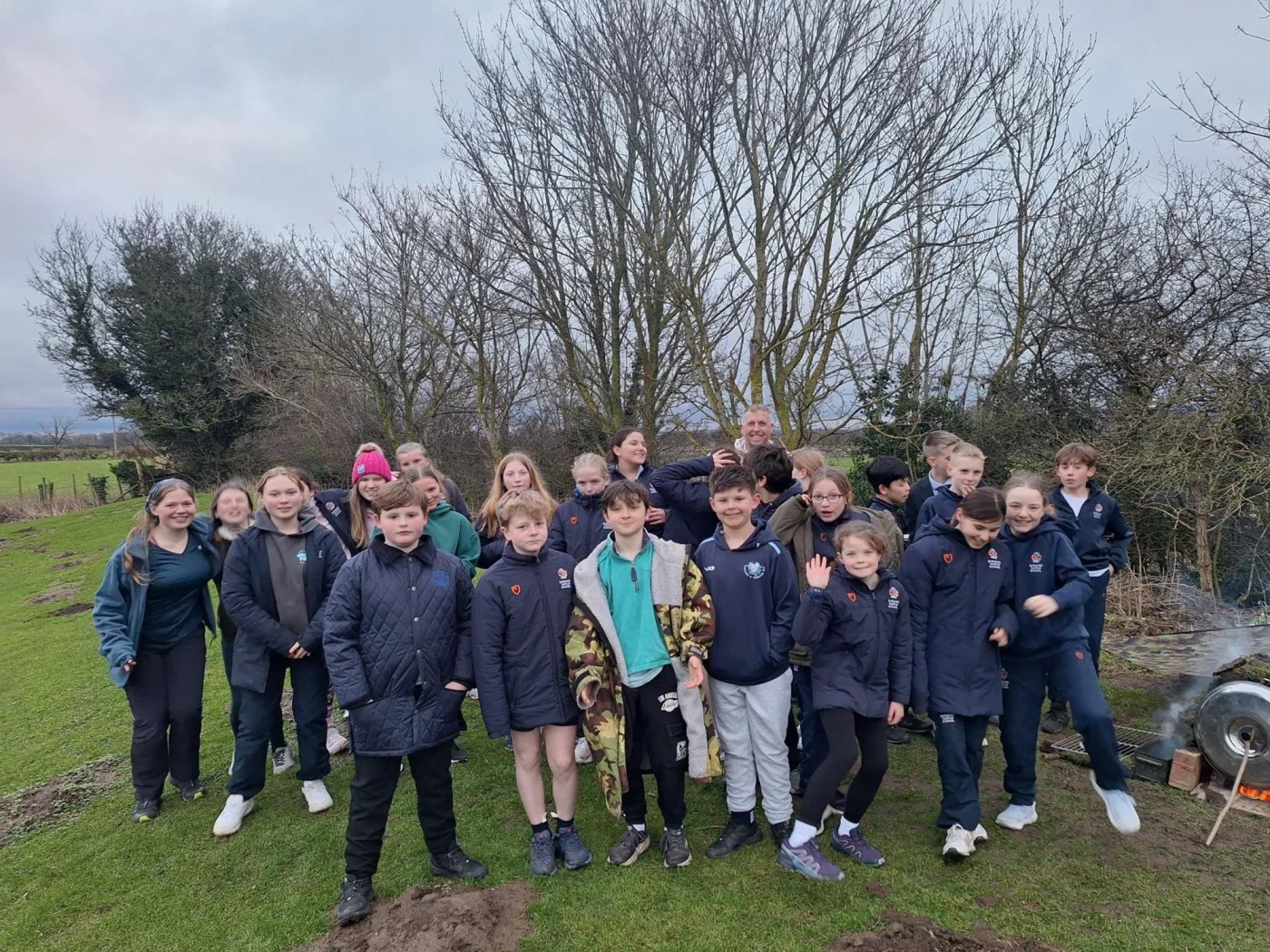 Group photo of pupils before camping out for the Great Tommy Sleep Out.
