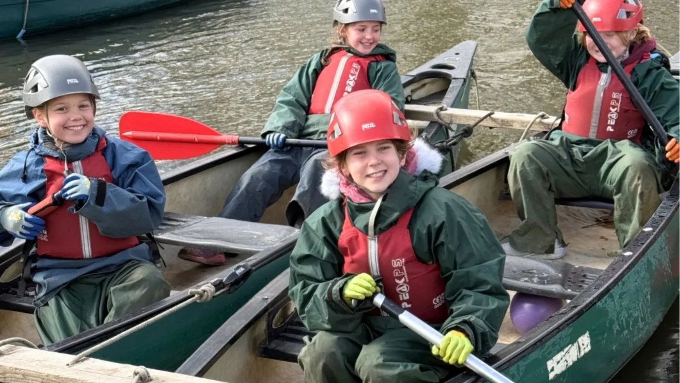Barney students in canoes during the 2026 Robinwood residential trip.
