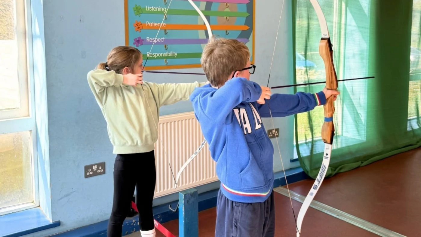 Barney Year 4 students doing archery on the Robinwood residential 2026.