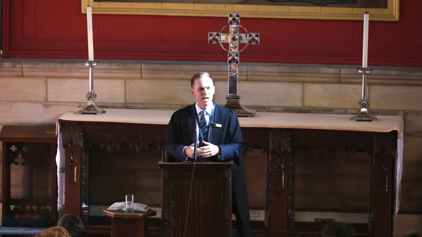 Headmaster’s Assembly on art, politics, and the power of difficult questions