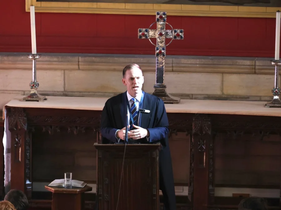 Headmaster’s Assembly on art, politics, and the power of difficult questions