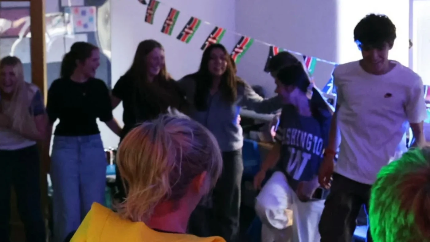Barney students at staff at the 12-hour dance-a-thon.