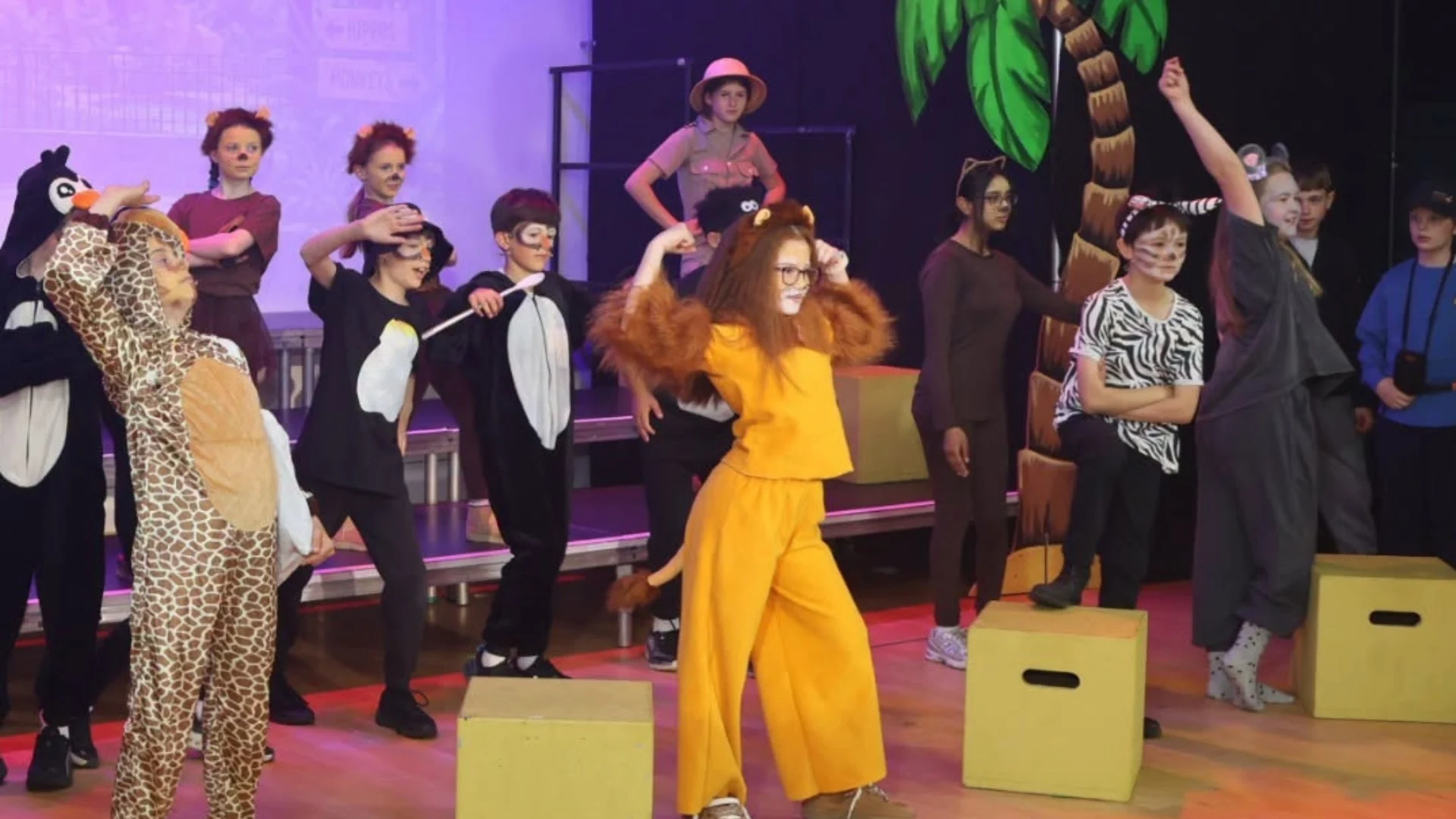 Barney students in costume for Madagascar.
