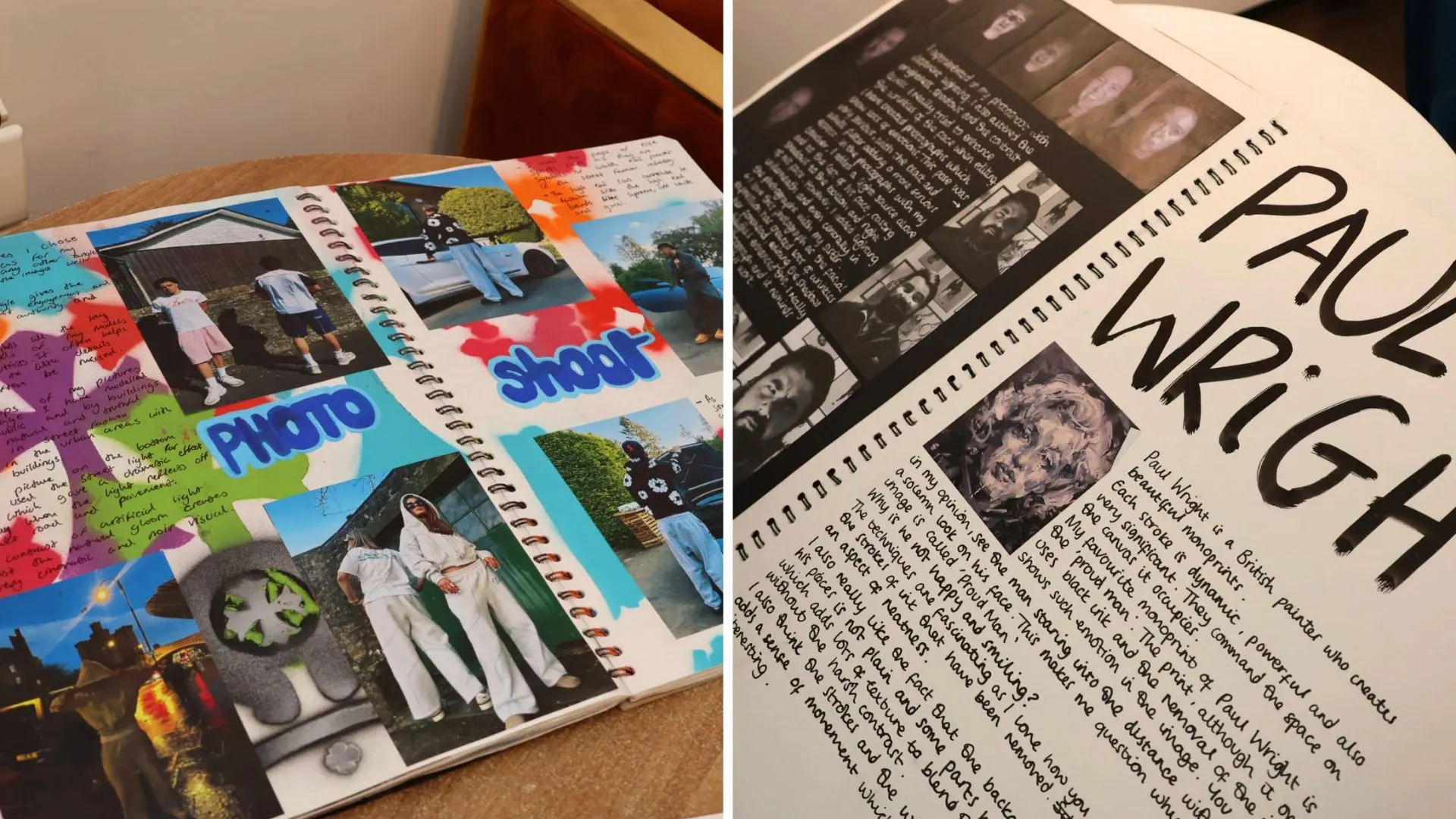 Two images of scrapbook and collage-style artwork.