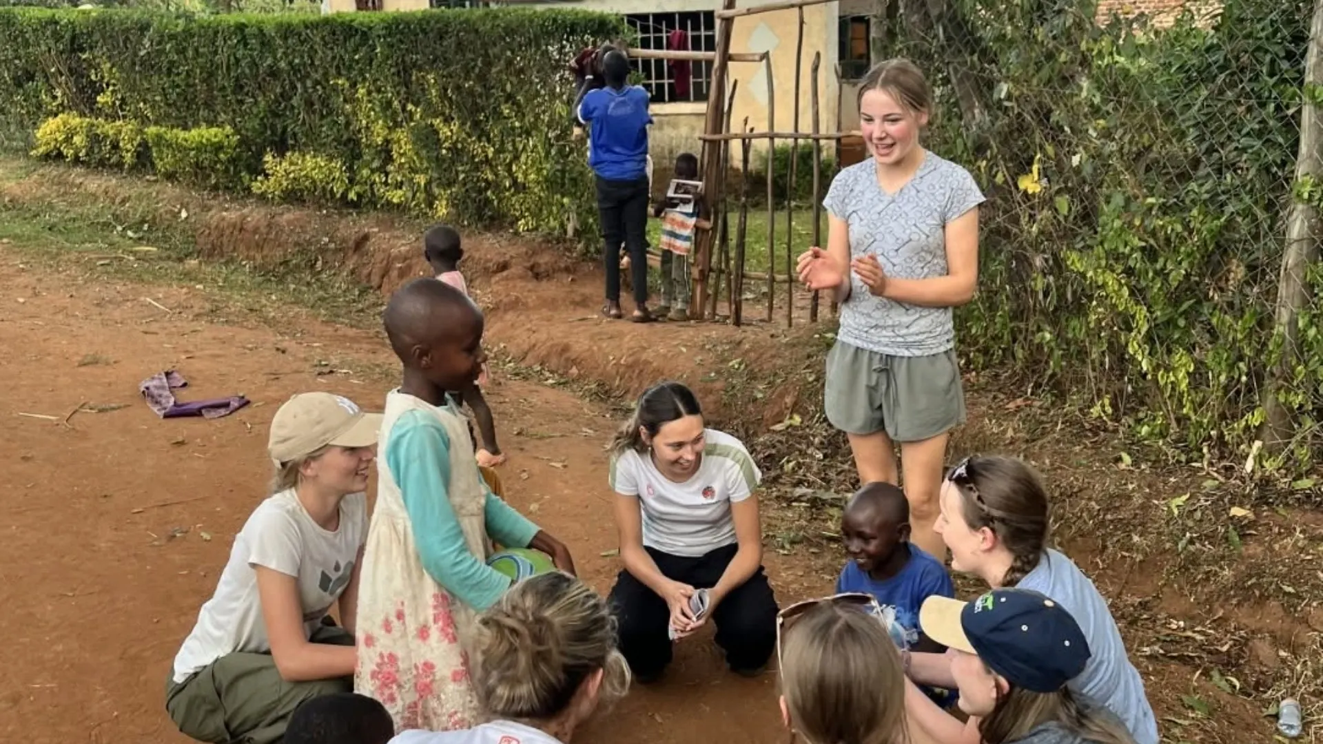 Barney students with locals on the Kenya expedition.