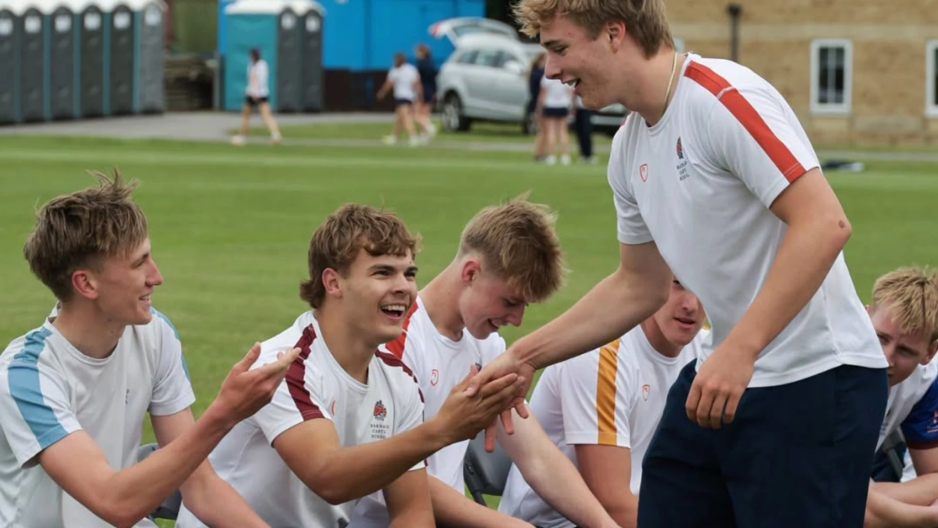 Students talking on Senior Sports Day.