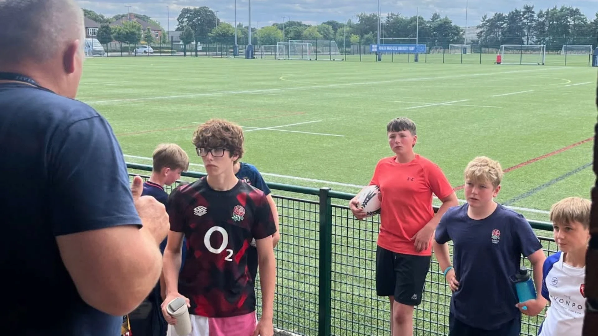 Students being instructed during this summer's Barney Rugby Academy.