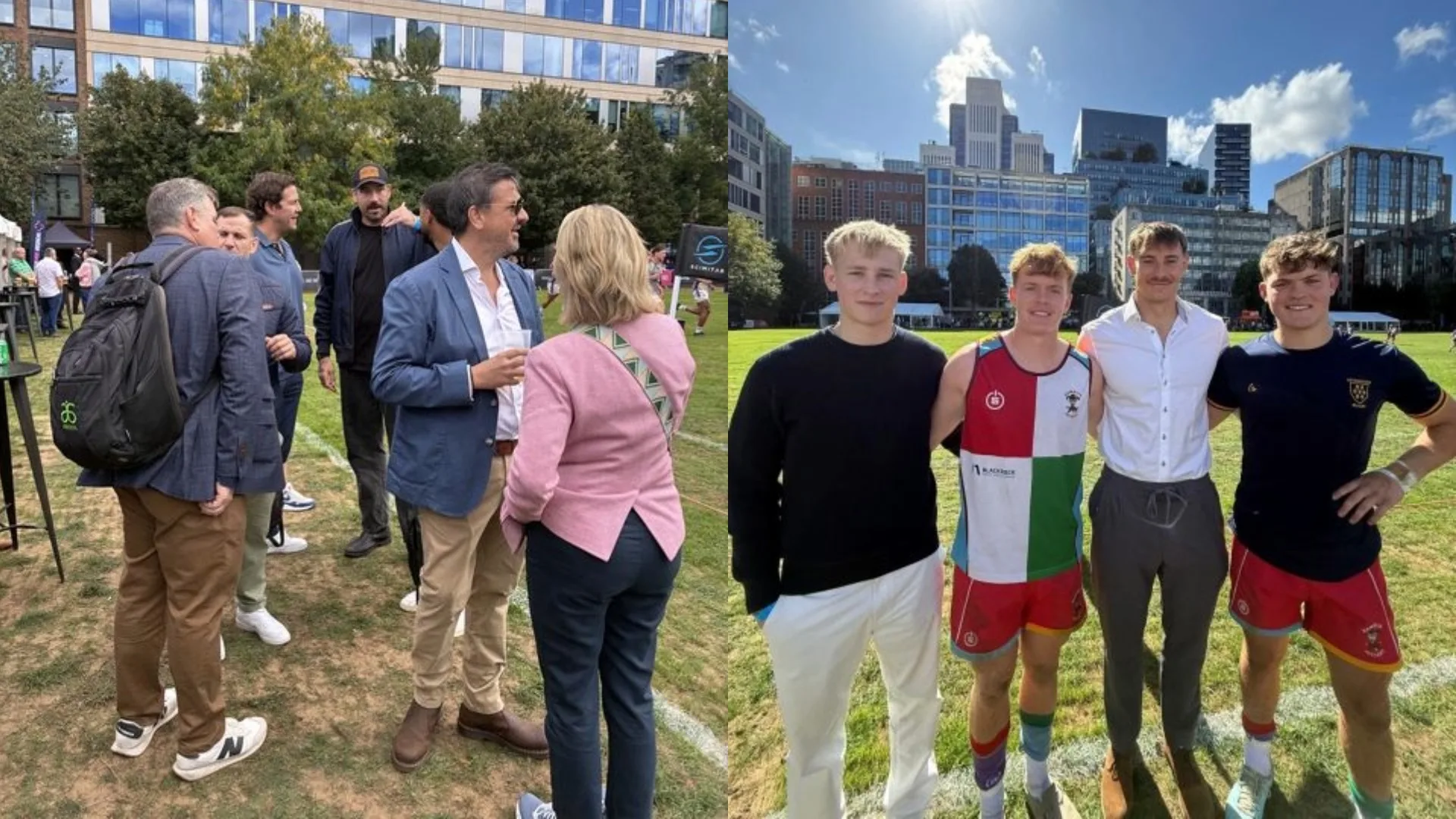 Barnardians meeting with the London City 7s.