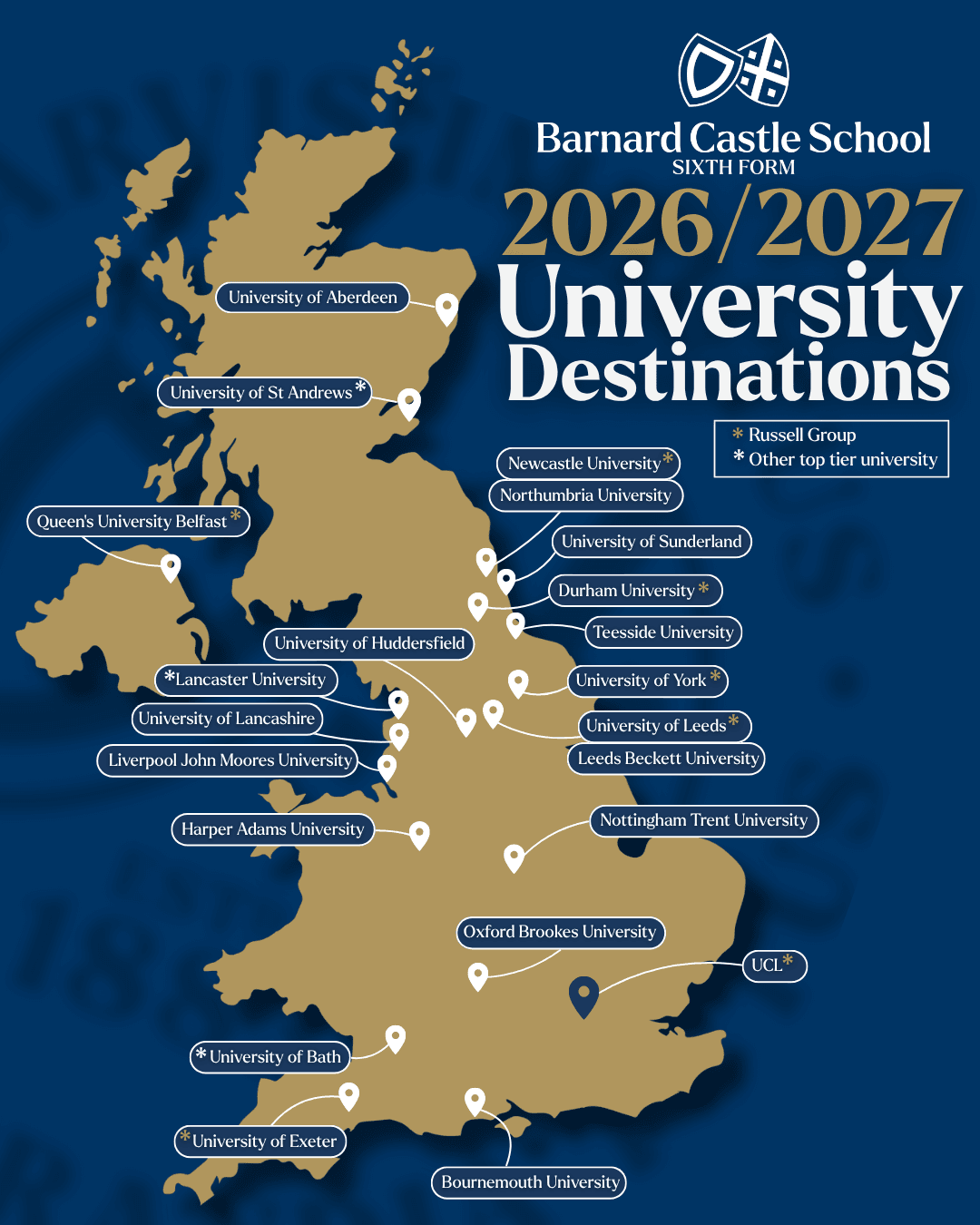 Graphic of BCS 2026/2027 University Destinations