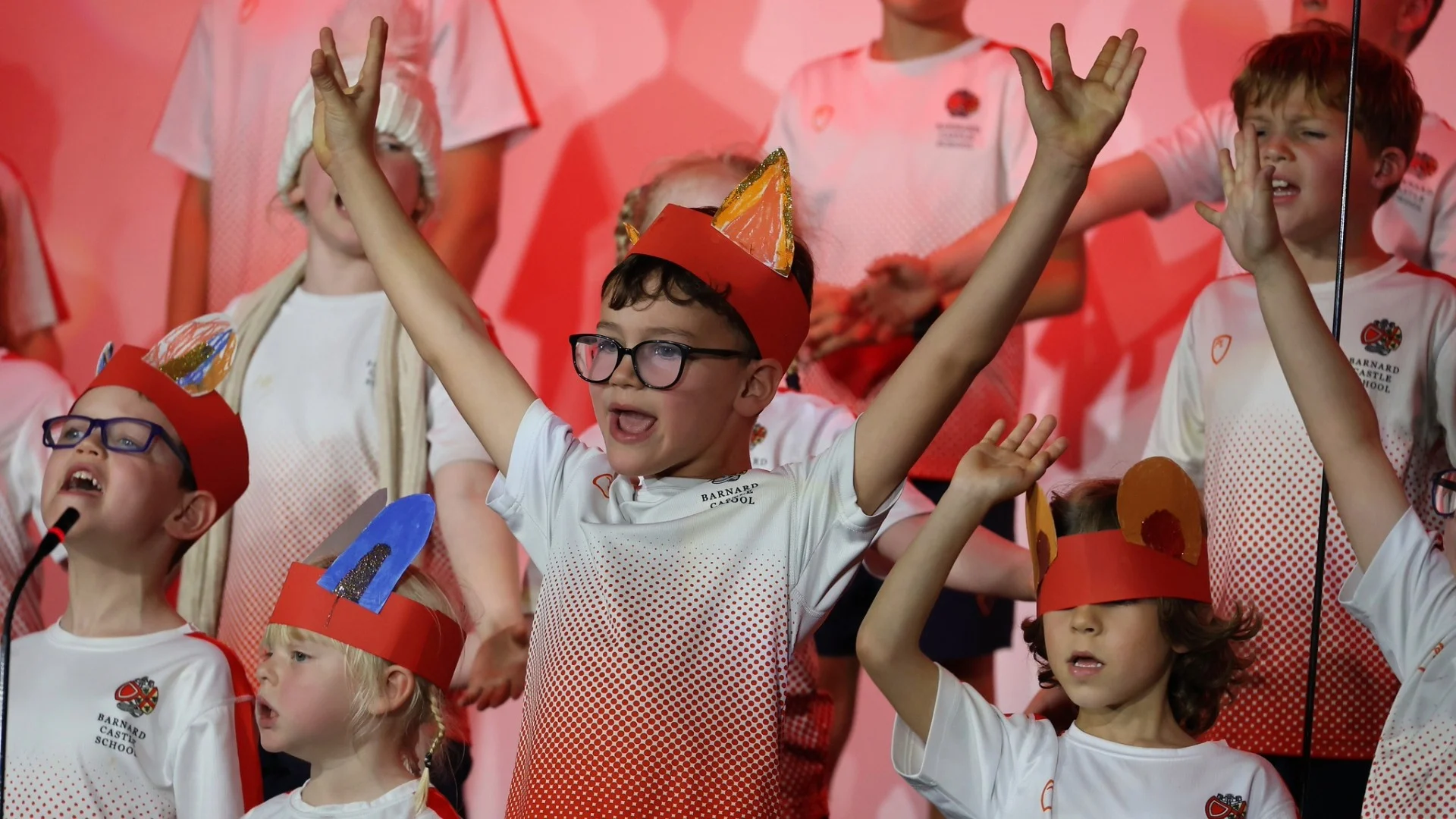 Barney Prep School students performing at House Singing 2026.
